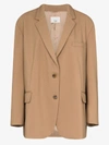 The Frankie Shop Bea Single-breasted Stretch-crepe Blazer Jacket In Brown
