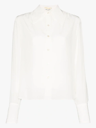 Saint Laurent Ivory Shirt With Oversized Pointed Collar In White