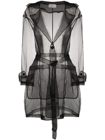 Altea Sheer Belted Trench Coat In Black