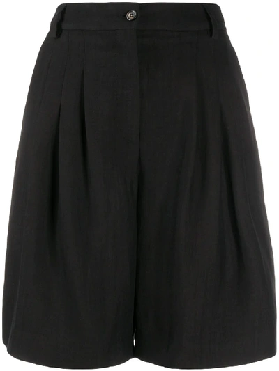 Piazza Sempione Pleated Knee-length Shorts In Black