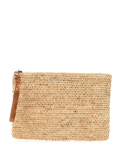 Ibeliv Zipped Woven Clutch Bag In Neutrals