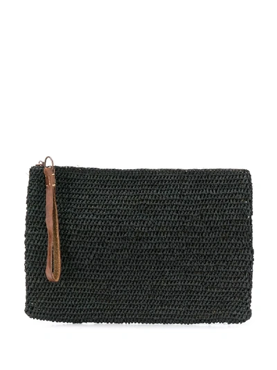 Ibeliv Woven Zipped Clutch Bag In Black