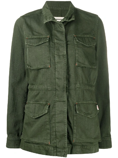Semicouture Cotton Long Sleeved Military Jacket In Green