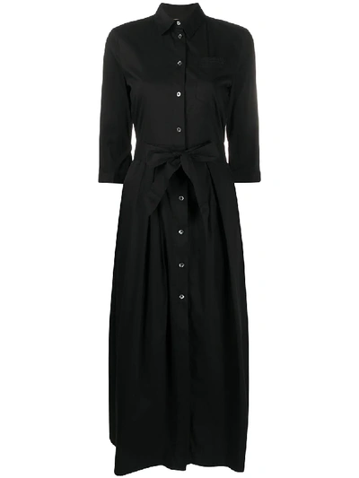 Semicouture Tie-waist Shirt Dress In Black