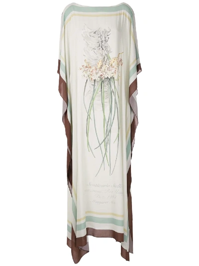 Adriana Degreas Botânica Print Maxi Kaftan In White