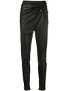 BEN TAVERNITI UNRAVEL PROJECT RUCHED LEATHER SKINNY TROUSERS