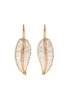 ANITA KO 18KT ROSE GOLD LARGE PALM LEAF DIAMOND DROP EARRINGS