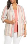 NIC + ZOE SWEETCLOVER STRIPE LINEN BLEND BLAZER,S201510W