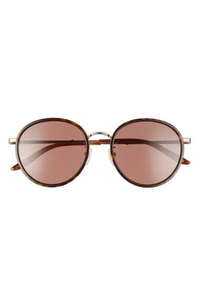 Gucci 55mm Round Sunglasses In Dark Havana/ Brown