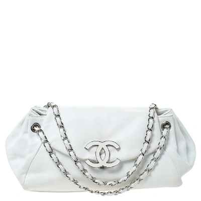 Pre-owned Chanel White Leather Sensual Accordion Flap Bag