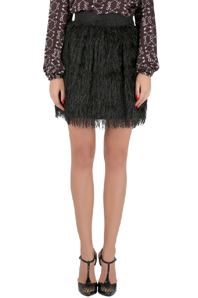 Pre-owned Dolce & Gabbana Black Textured Fringed Mini Skirt S
