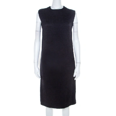 Pre-owned Bottega Veneta Black Textured Wool Sleeveless Shift Dress S