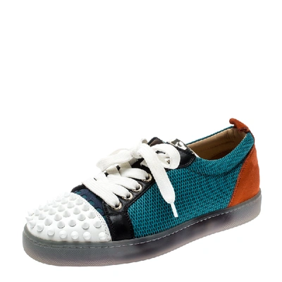 Pre-owned Christian Louboutin Multicolor Mesh And Leather Ac Viera Spiked Orlato Low Top Sneakers 35