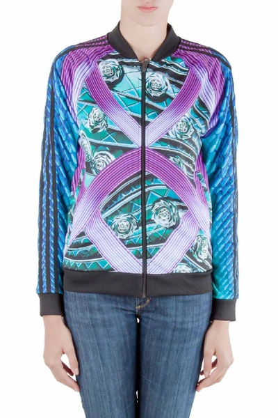 Pre-owned Mary Katrantzou Adidas By  Multicolor Abstract Printed Jersey Bomber Jacket Xs