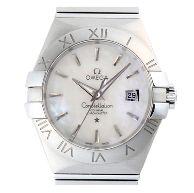 Pre-owned Omega Mop Stainless Steel Constellation123.10.31.20.05.001 Women's Wristwatch 31mm In White