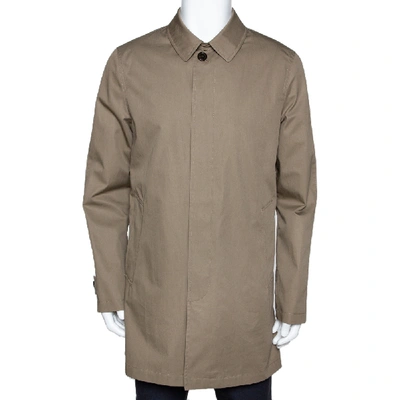 Pre-owned Burberry Brit Khaki Cotton Button Front Car Coat M In Beige