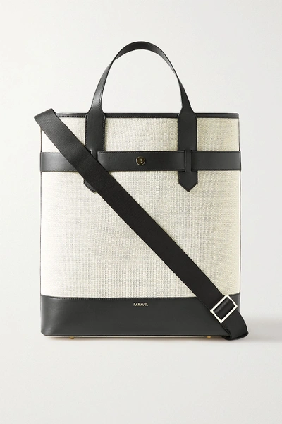 Paravel Pacific Leather-trimmed Canvas Tote In Black