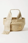 JW ANDERSON BASKET LEATHER-TRIMMED WOVEN RAFFIA TOTE