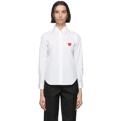 Comme Des Garçons Play Comme Des Garcons Play White Heart Patch Shirt In White/red