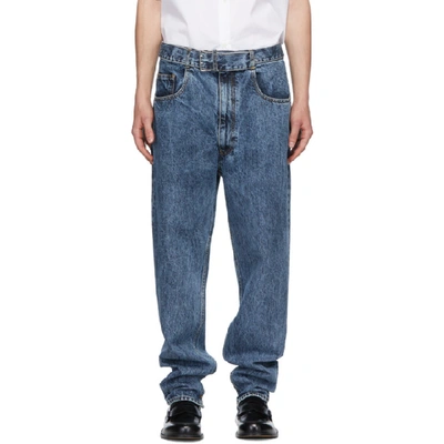 Maison Margiela Blue Belted Jeans In 963 Blue