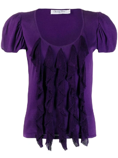 Pre-owned Dior 2010s  Ruffled Fine Knit Top In Purple