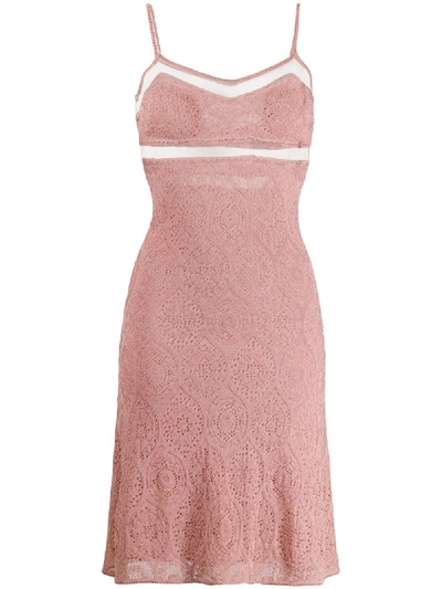 Pre-owned John Galliano 1990's Sheer Panels Knitted Dress In Pink