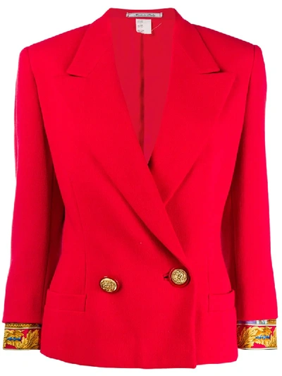 Pre-owned Versace Barocco Cuffs Double-breasted Jacket In Red