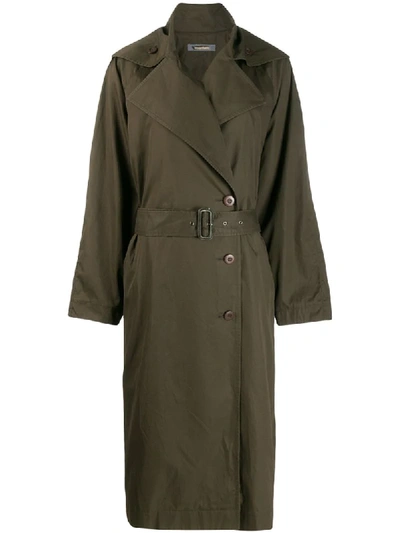 Pre-owned Issey Miyake 1980s Oversized Trench Coat In Green