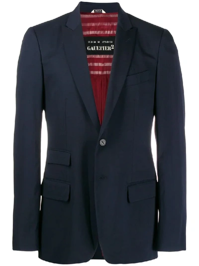 Pre-owned Jean Paul Gaultier Peaked Notched Lapel Blazer In Blue