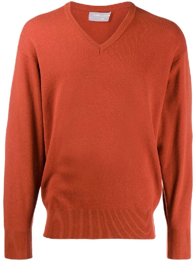 Pre-owned Comme Des Garçons 1989 V-neck Jumper In Orange