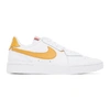 NIKE WHITE & YELLOW LEATHER COURT BLANC SNEAKERS