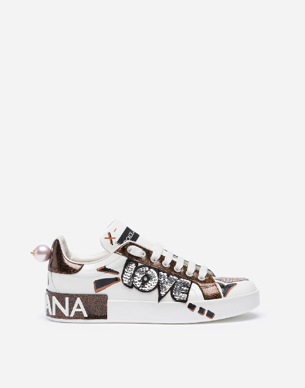 portofino sneakers in printed nappa calfskin with patch