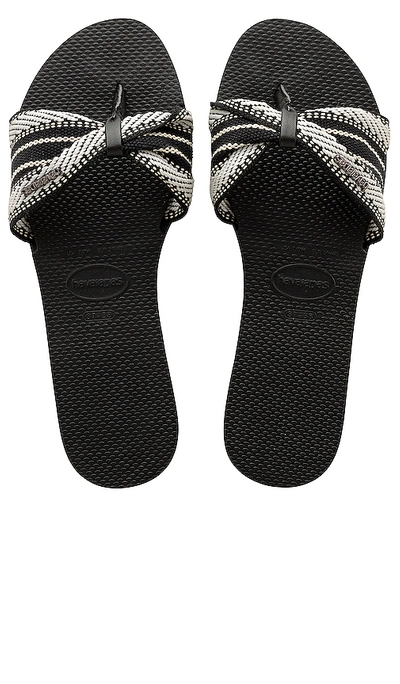 Havaianas You St. Tropez Fita Stripe Flip Flops In Black