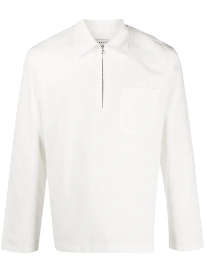 Sandro Zip Placket Shirt In White