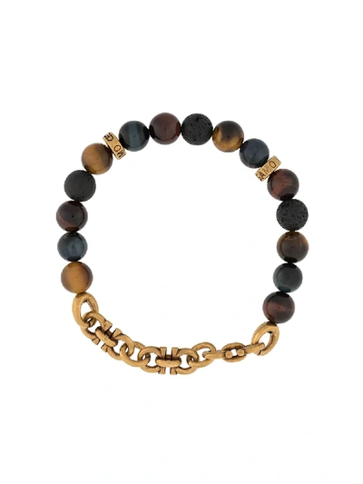 Ferragamo Gancini Bead-embellished Bracelet In Black