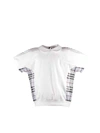 BURBERRY WHITE COTTON T-SHIRT WITH TARTAN INSERTS