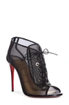 CHRISTIAN LOUBOUTIN ONDESSA MESH LACE UP PEEP TOE BOOTIE,3200593