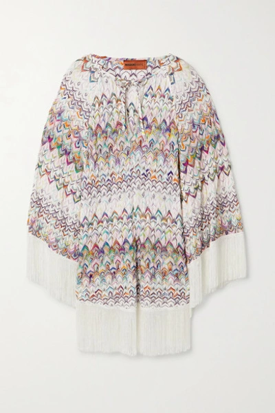 Missoni Mare Fringed Metallic Crochet-knit Kaftan In White