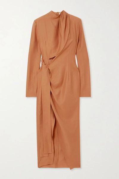 Aleksandre Akhalkatsishvili Draped Crepe Wrap-effect Dress In Orange