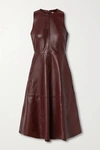 Remain Birger Christensen Portia Leather Midi Dress In Port Royale