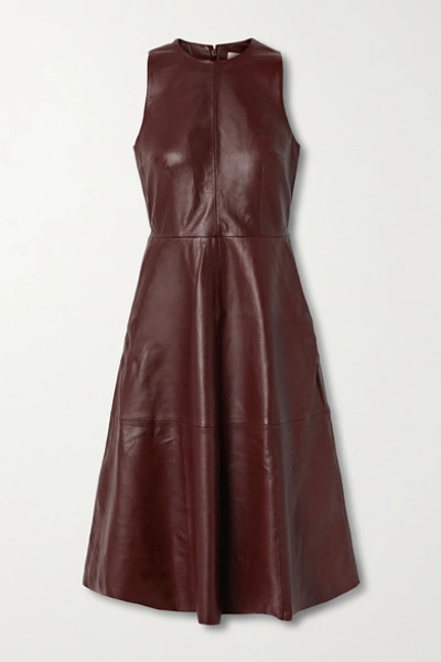 Remain Birger Christensen Portia Leather Midi Dress In Port Royale