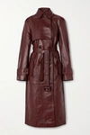 REMAIN BIRGER CHRISTENSEN PIRELLO DOUBLE-BREASTED BELTED LEATHER TRENCH COAT