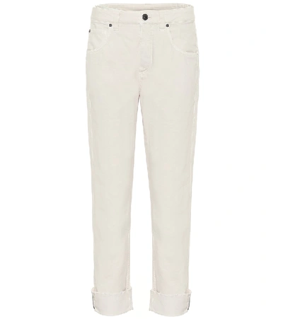 Brunello Cucinelli High-waisted Straight Leg Jeans In Bianco