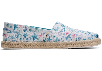 Toms White Seahorsing Around Print Women's Espadrilles Shoes