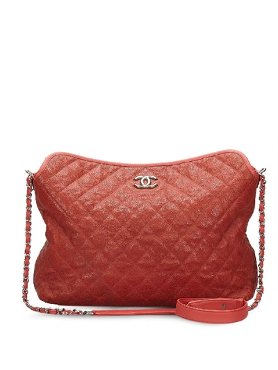 Pre-owned Chanel 2011 Caviar Quilted Shoulder Bag In Red