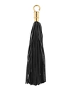 Balmain Tasseled Leather Keychain In Black