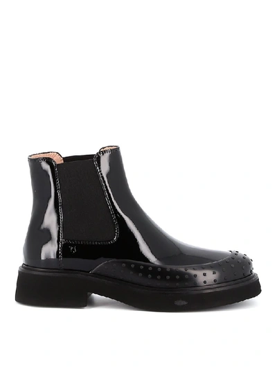 Tod's Embossed Pebbles Ankle Boots In Black