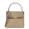 TORY BURCH LEE RADZIWILL SMALL DOUBLE TAUPE LEATHER TOP HANDLE BAG,3192898
