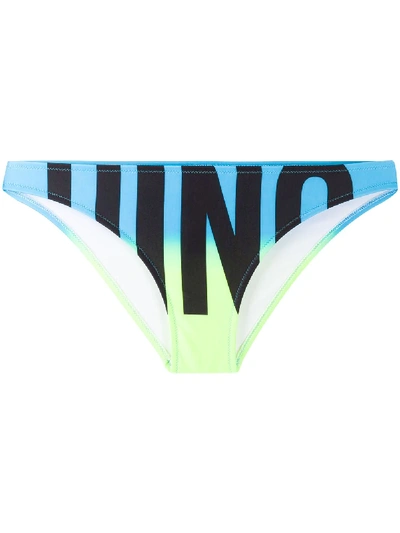 Moschino Logo Print Bikini Bottoms In Blue