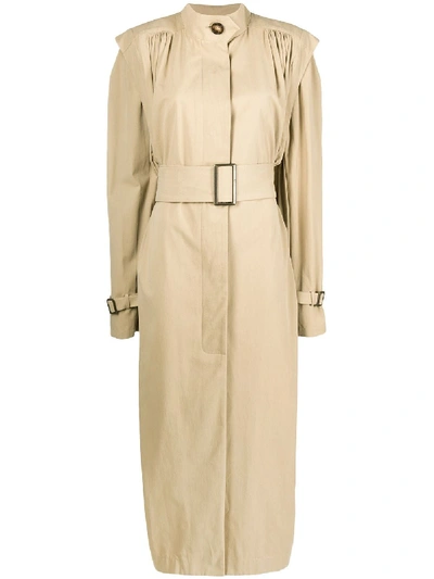 Attico Oversized Belted Trench Coat In Brown